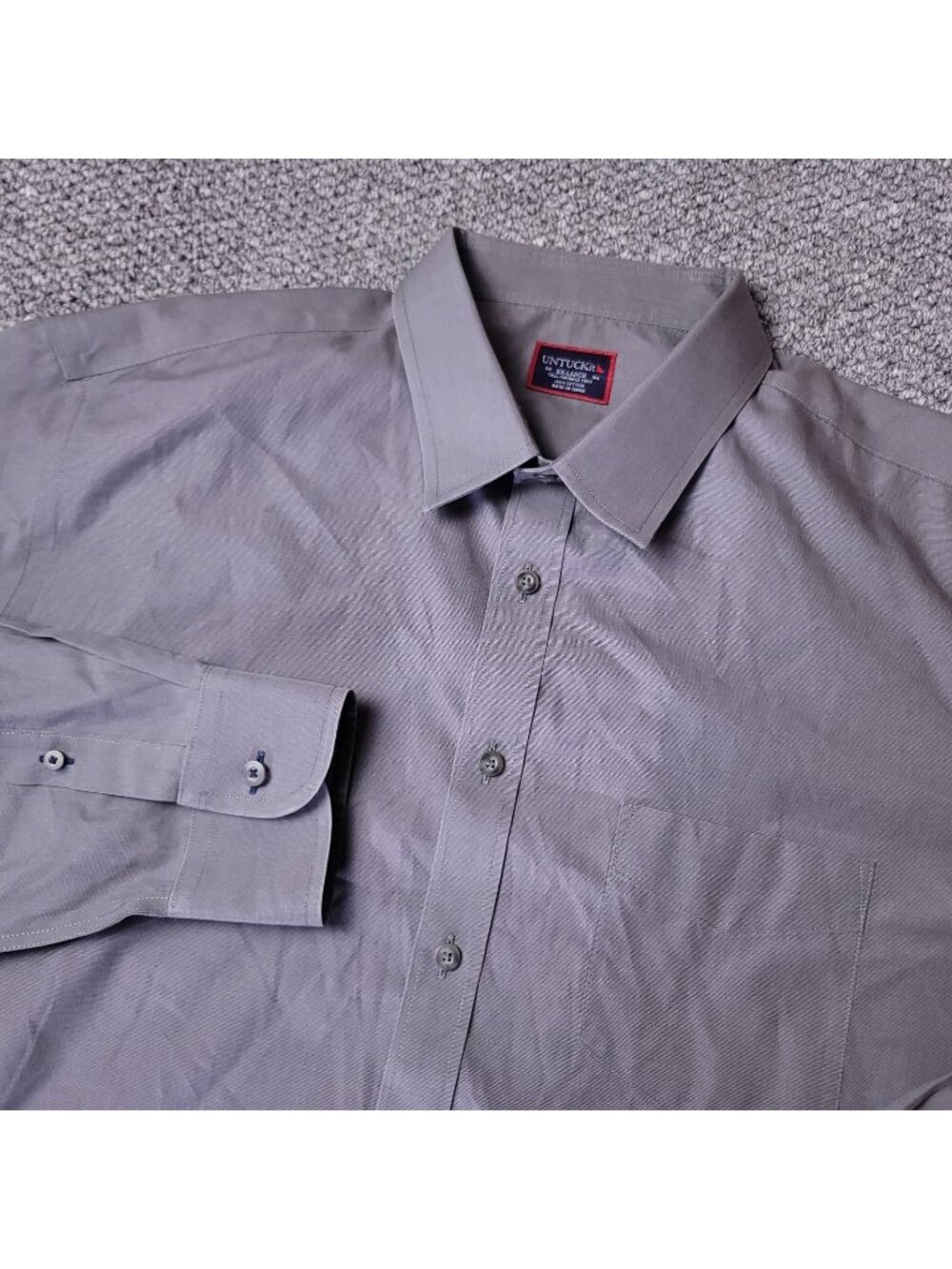 UNTUCKIT Shirt Mens 2XLT Tall Button Long Sleeve Gray Cotton Wrinkle Free